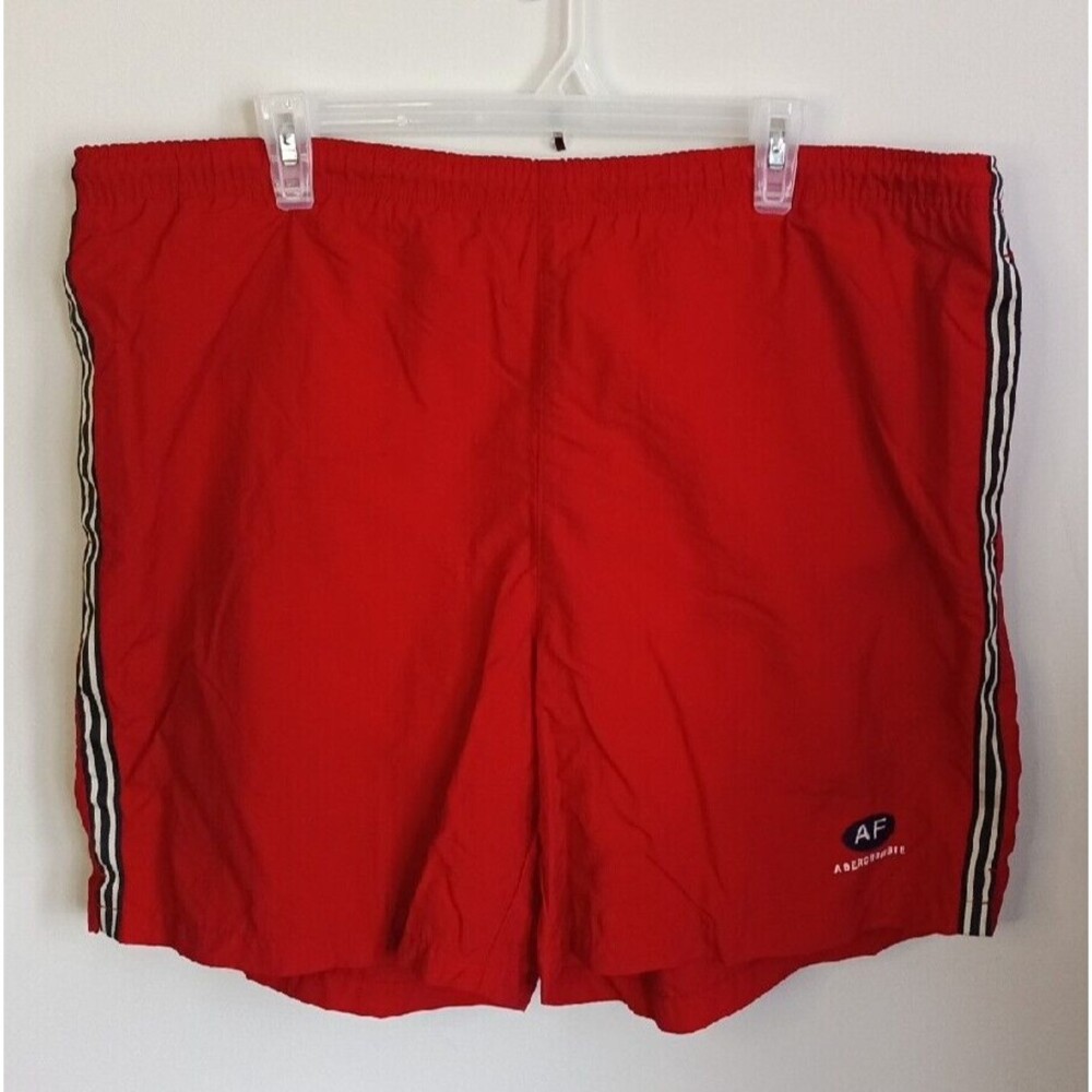Abercrombie & Fitch Mens Red Boardshorts Swim Trunks Large Lined Drawstring